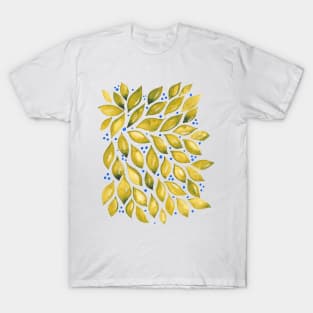 Abstract leaves and dots - yellow T-Shirt